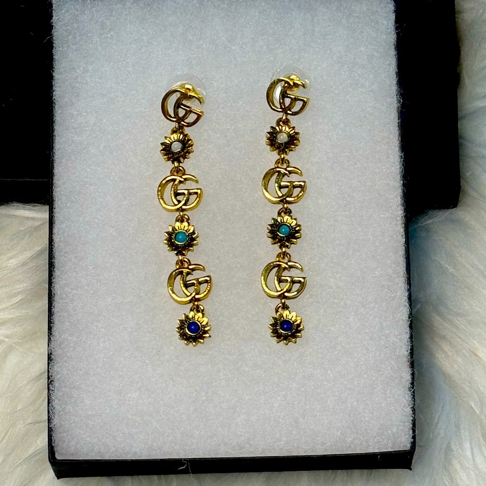 Elegant Gold Tone Letter Earrings